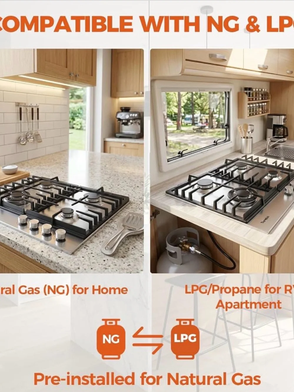 BNIB 24 Inch Gas Cooktop, 4 Burners 27,400 BTU Built-in Gas Stove Top
